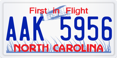 NC license plate AAK5956