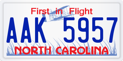 NC license plate AAK5957