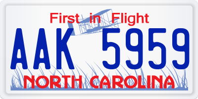 NC license plate AAK5959