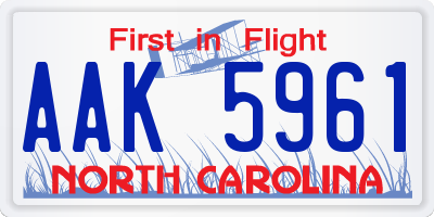 NC license plate AAK5961