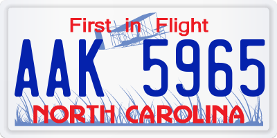 NC license plate AAK5965