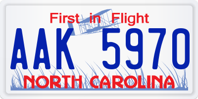 NC license plate AAK5970