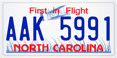 NC license plate AAK5991