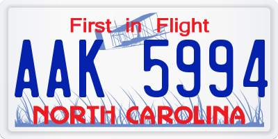 NC license plate AAK5994