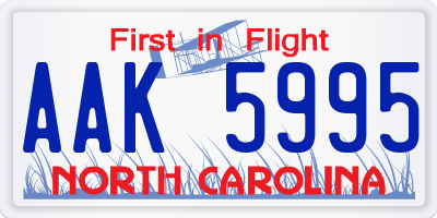 NC license plate AAK5995