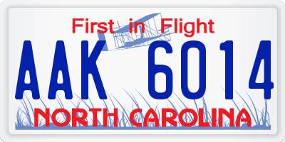 NC license plate AAK6014