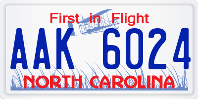 NC license plate AAK6024