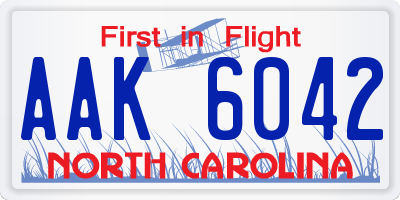 NC license plate AAK6042