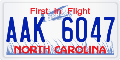 NC license plate AAK6047