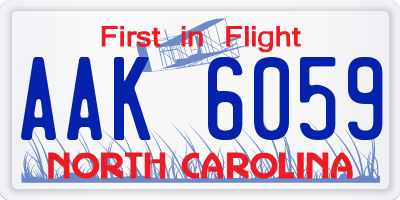 NC license plate AAK6059