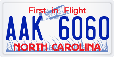 NC license plate AAK6060