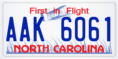 NC license plate AAK6061