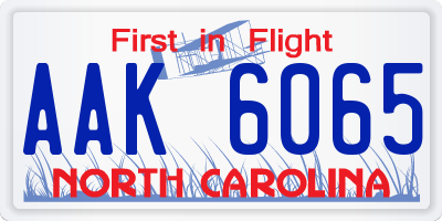 NC license plate AAK6065