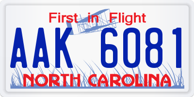 NC license plate AAK6081