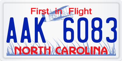 NC license plate AAK6083
