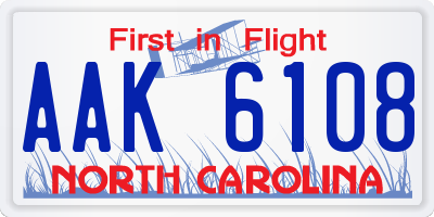 NC license plate AAK6108