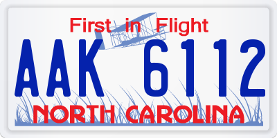 NC license plate AAK6112