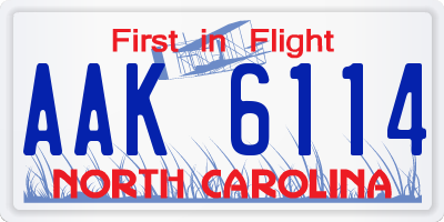 NC license plate AAK6114