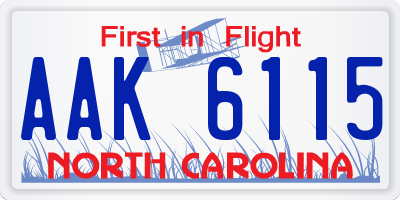 NC license plate AAK6115