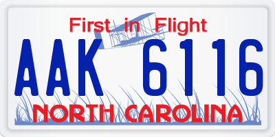 NC license plate AAK6116