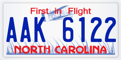 NC license plate AAK6122