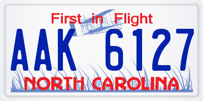 NC license plate AAK6127
