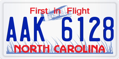 NC license plate AAK6128
