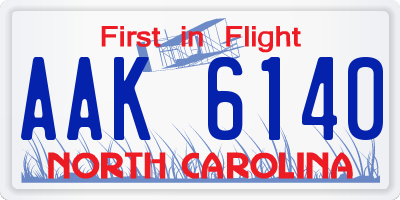 NC license plate AAK6140