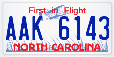 NC license plate AAK6143