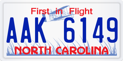 NC license plate AAK6149
