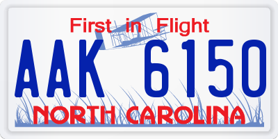 NC license plate AAK6150
