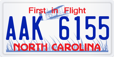 NC license plate AAK6155