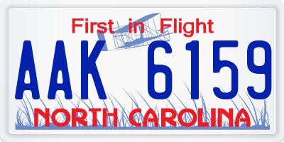 NC license plate AAK6159