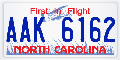NC license plate AAK6162