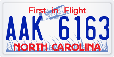 NC license plate AAK6163