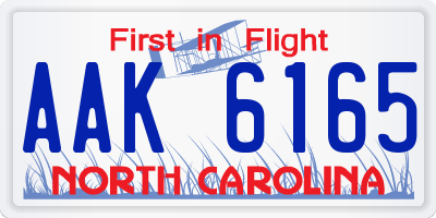NC license plate AAK6165