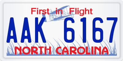 NC license plate AAK6167