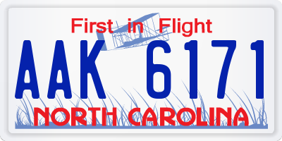 NC license plate AAK6171