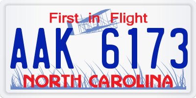 NC license plate AAK6173