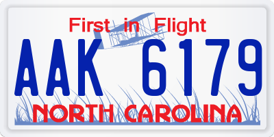 NC license plate AAK6179