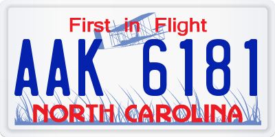 NC license plate AAK6181