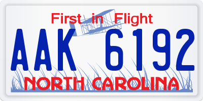 NC license plate AAK6192