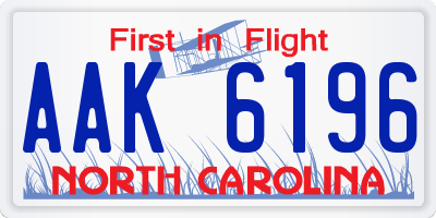 NC license plate AAK6196