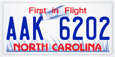 NC license plate AAK6202