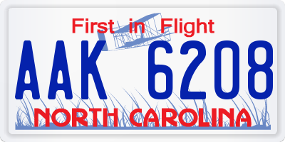 NC license plate AAK6208