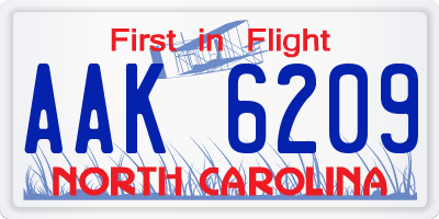NC license plate AAK6209