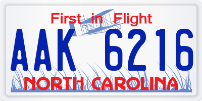 NC license plate AAK6216