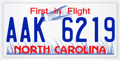 NC license plate AAK6219
