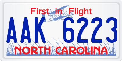 NC license plate AAK6223