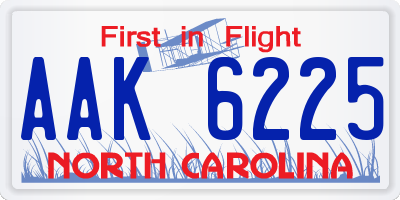 NC license plate AAK6225
